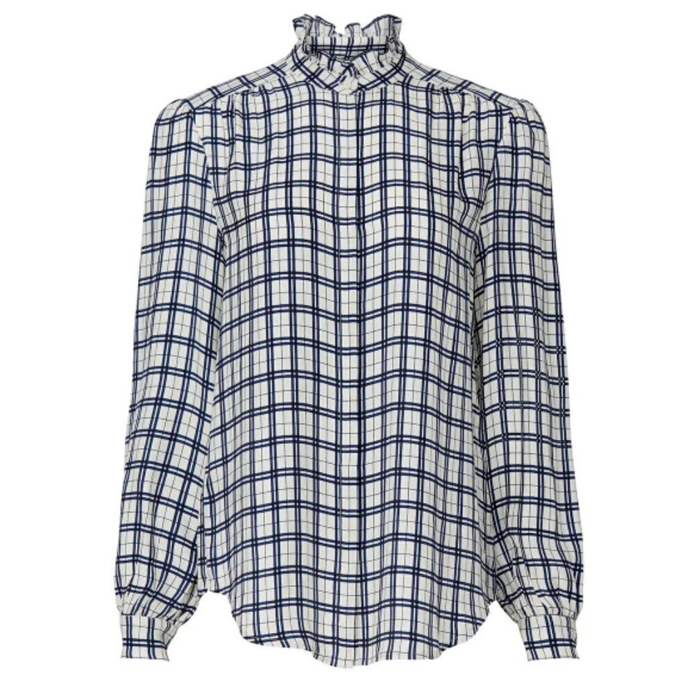 Joie MINTEE Blue and White Plaid Long Sleeve Shirt Size Medium